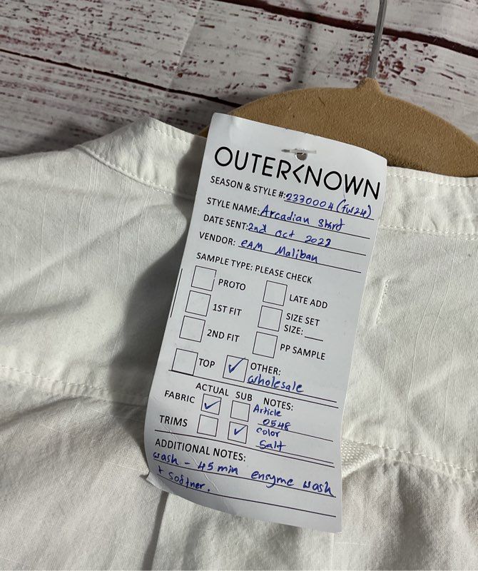 NEW Outerknown Women's White Button Up Blouse Size S Sample