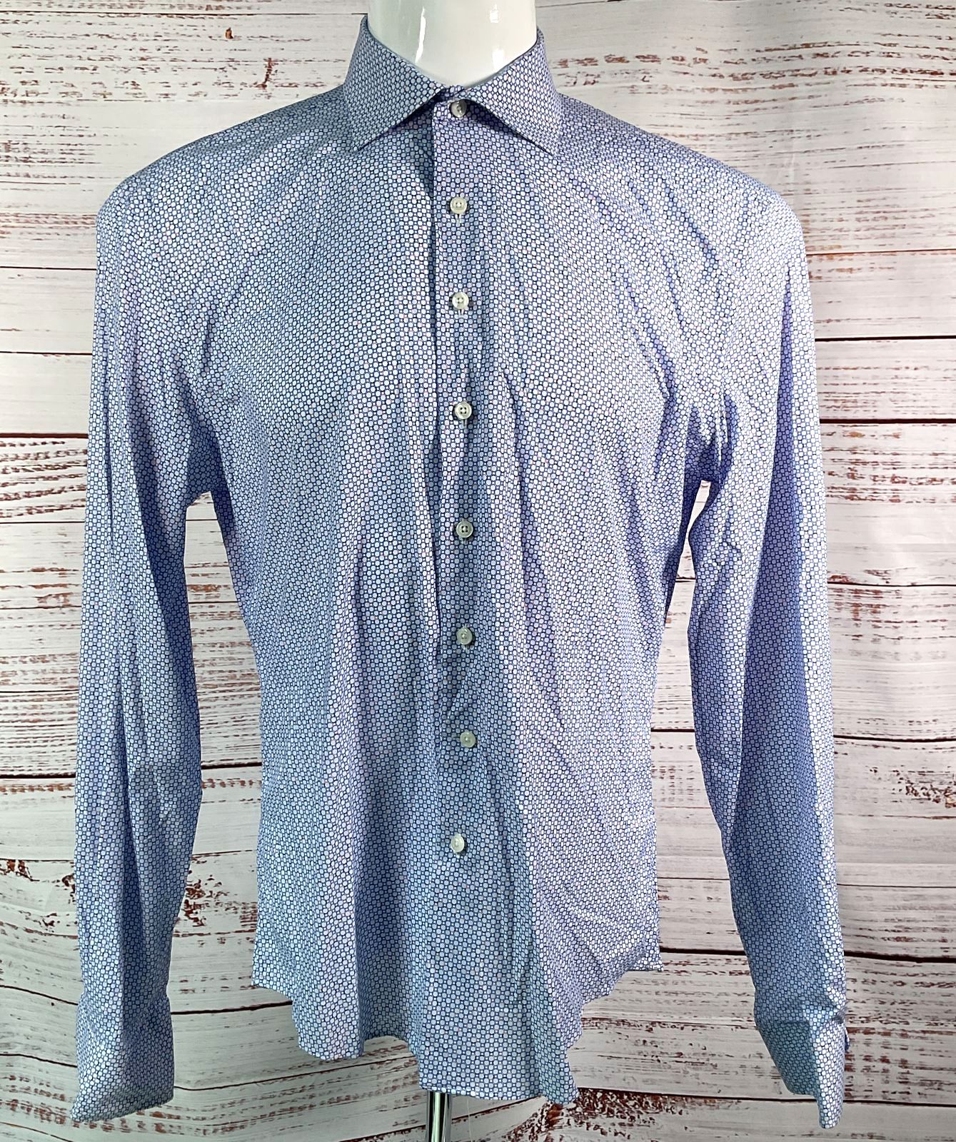 Liberty Shirt Co Circle Print Long Sleeve Shirt Blue
