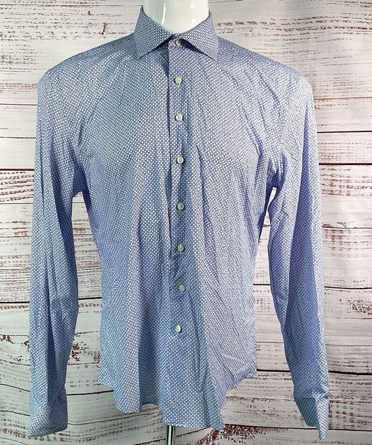 Liberty Shirt Co Circle Print Long Sleeve Shirt Blue