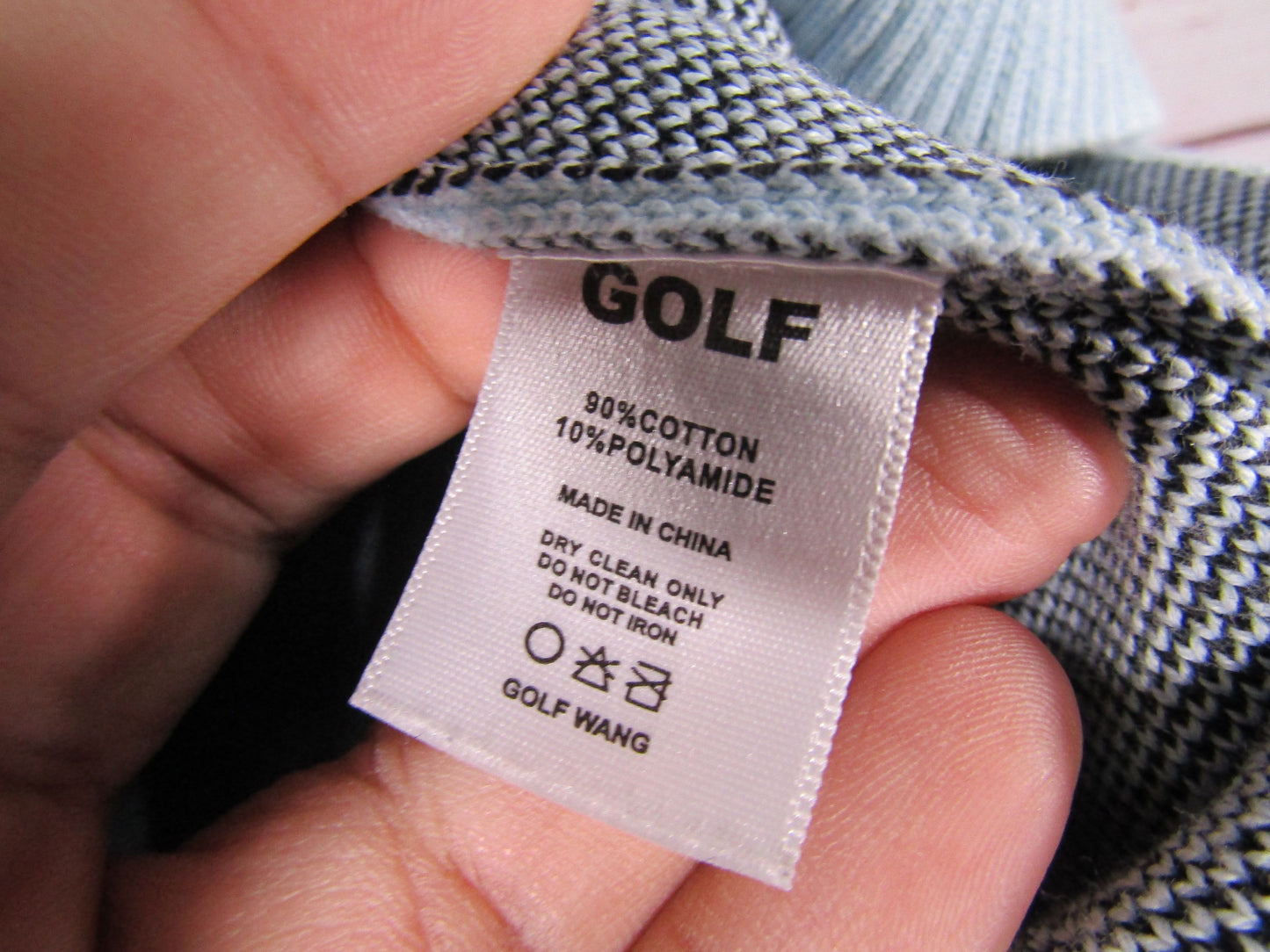 Golf Wang Prayer Baby Men's Light Blue Jacquard Sweater Size XL