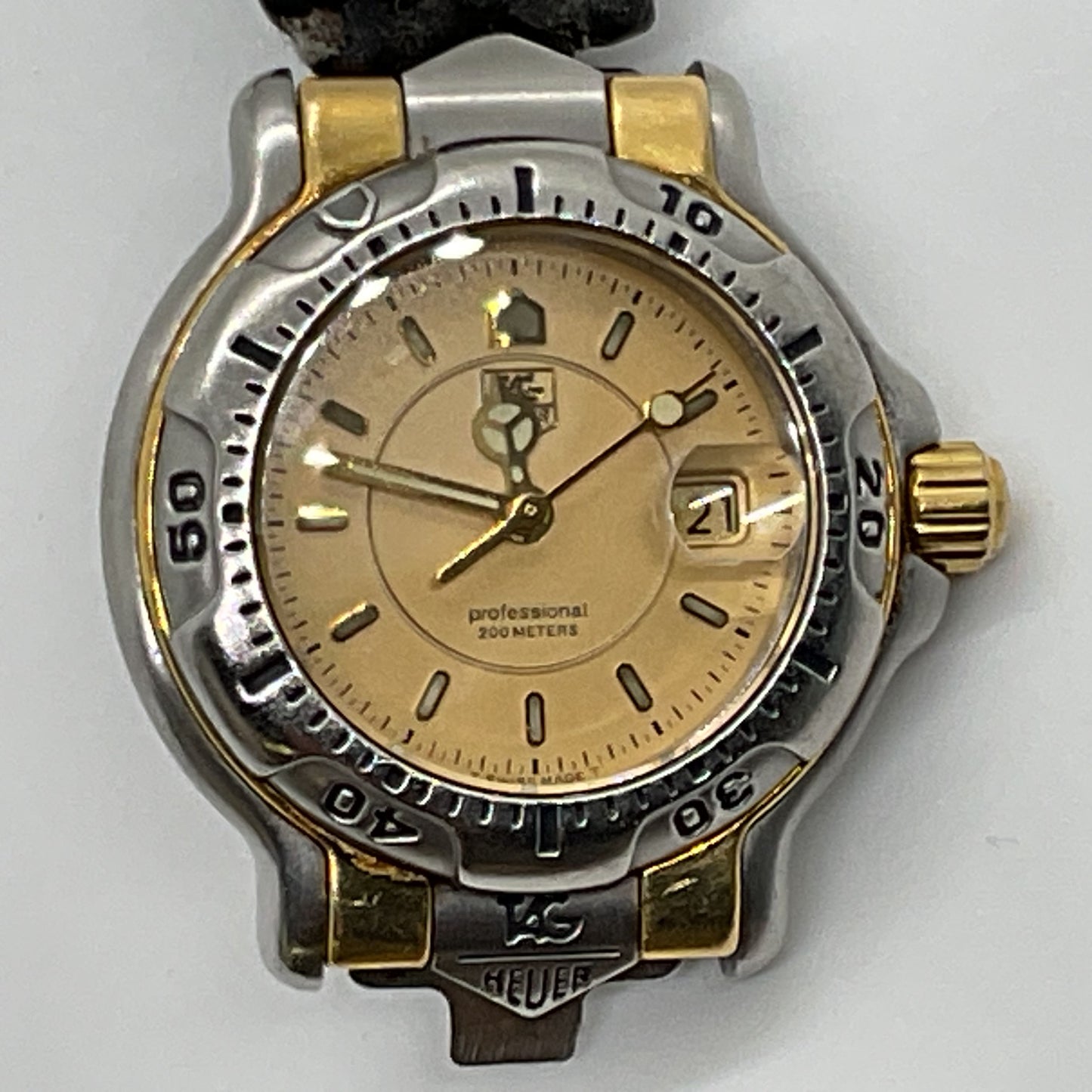 VTG. 90's TAG HEUER 6000 Series 2 Tone 18k Gold And Steel WH1353-K0 Womens Watch