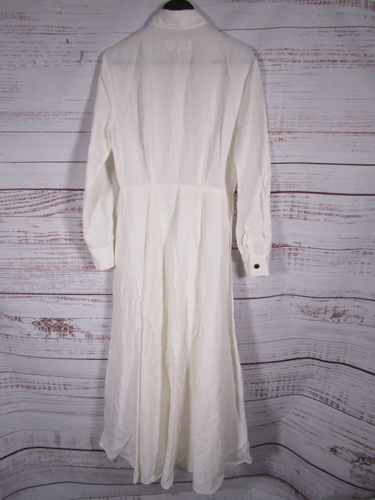 Mara Hoffman Michelle Women's White Linen Blend Button Down Midi Dress