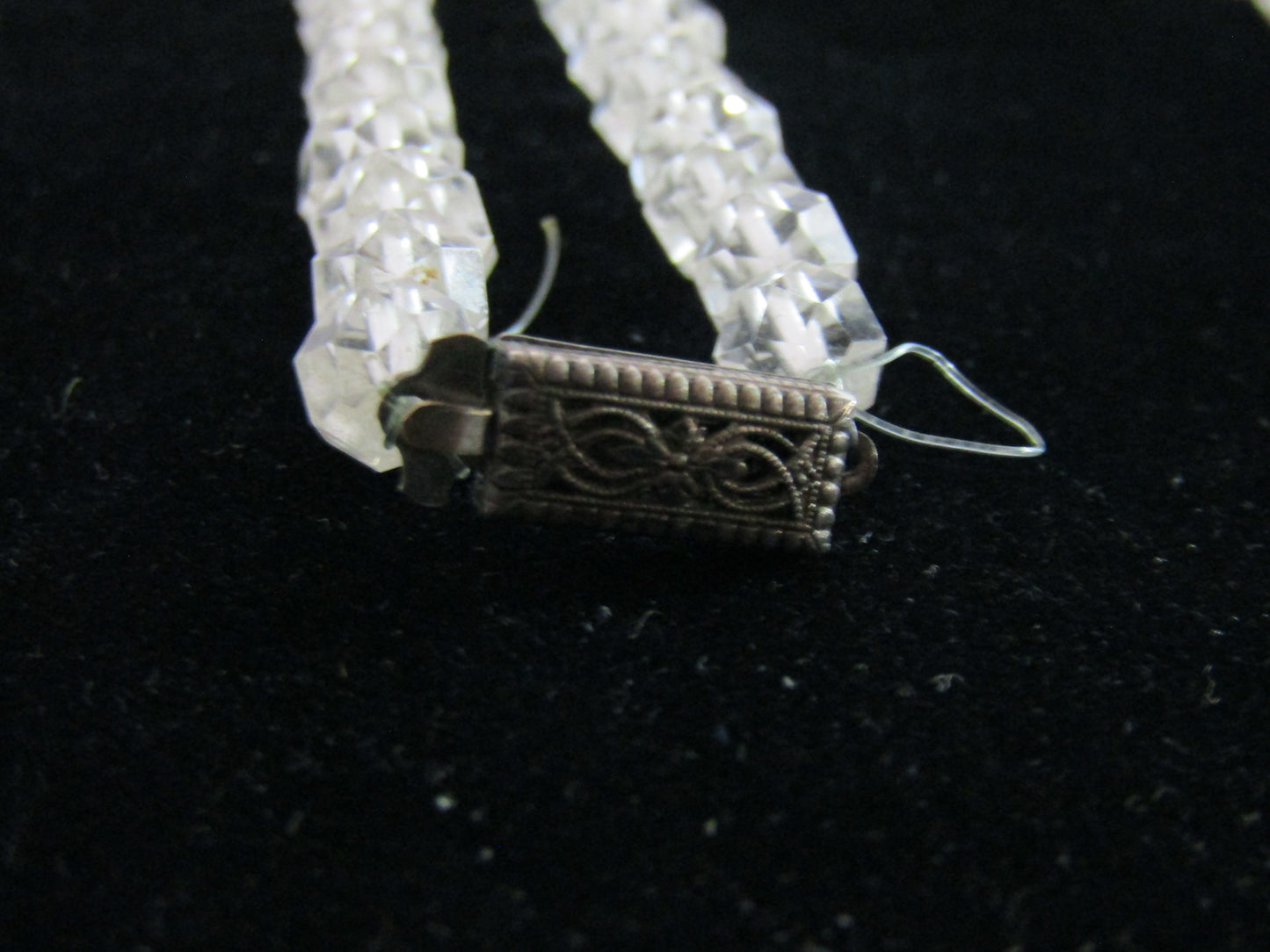 34 3/4" Graduated Faceted Crystal Necklace With Sterling Silver Clasp