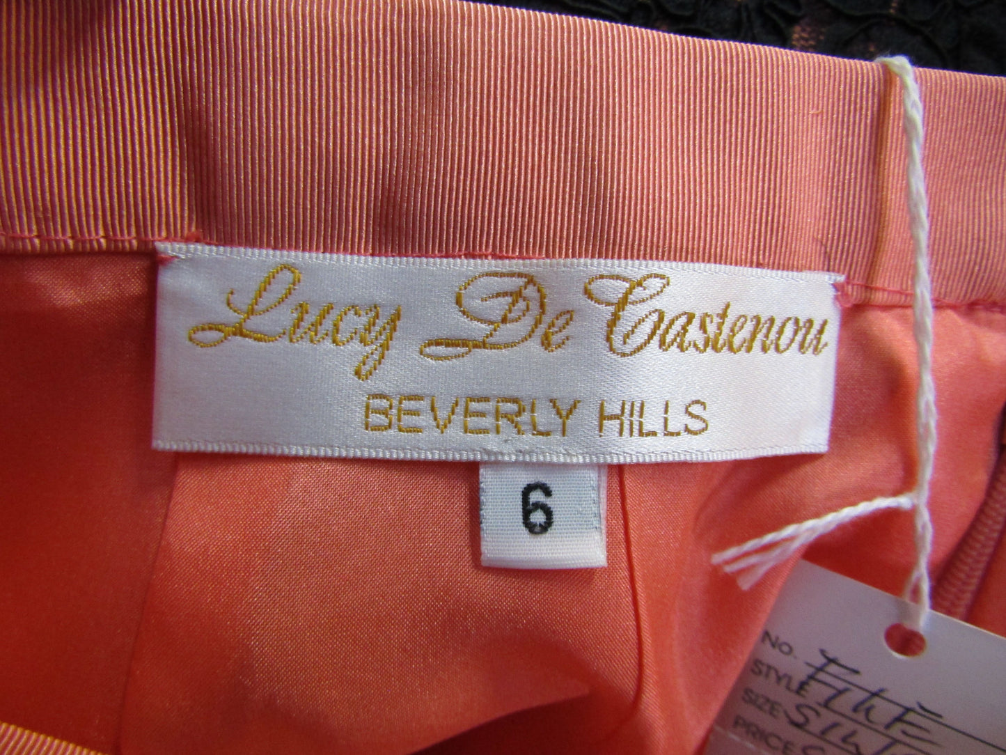 Lucy De Castenou Women's Salmon Lace Trim Pencil Skirt Size 6