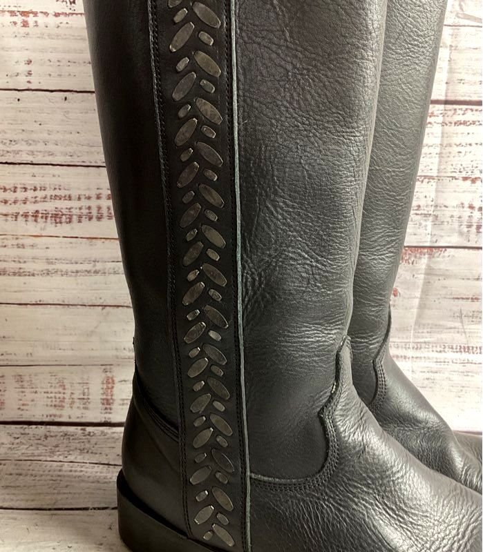 Calleen Cordero Leather Metal Detail Boots Black 8.5
