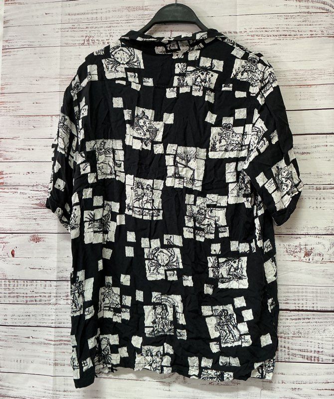 Men's Ksubi Black and white Print button down SS Shirt Size S Retail $180