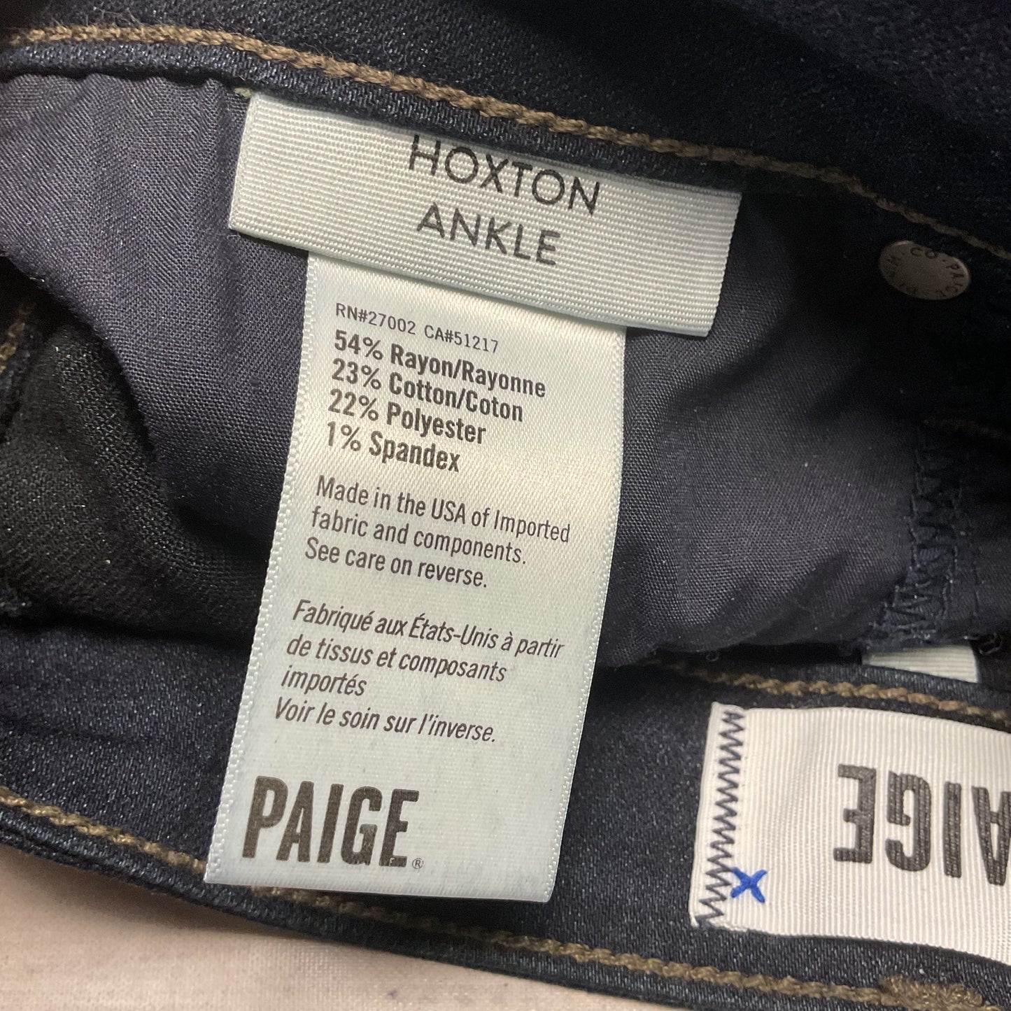 Paige Hoxton Ankle Dark Blue Denim Jeans Pants - Size 28