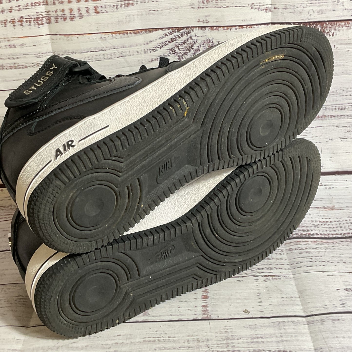 NIKE x STUSSY Air Force 1 Mid (DJ7840-001) Men's Black Snakeskin Shoes- SZ 6.5