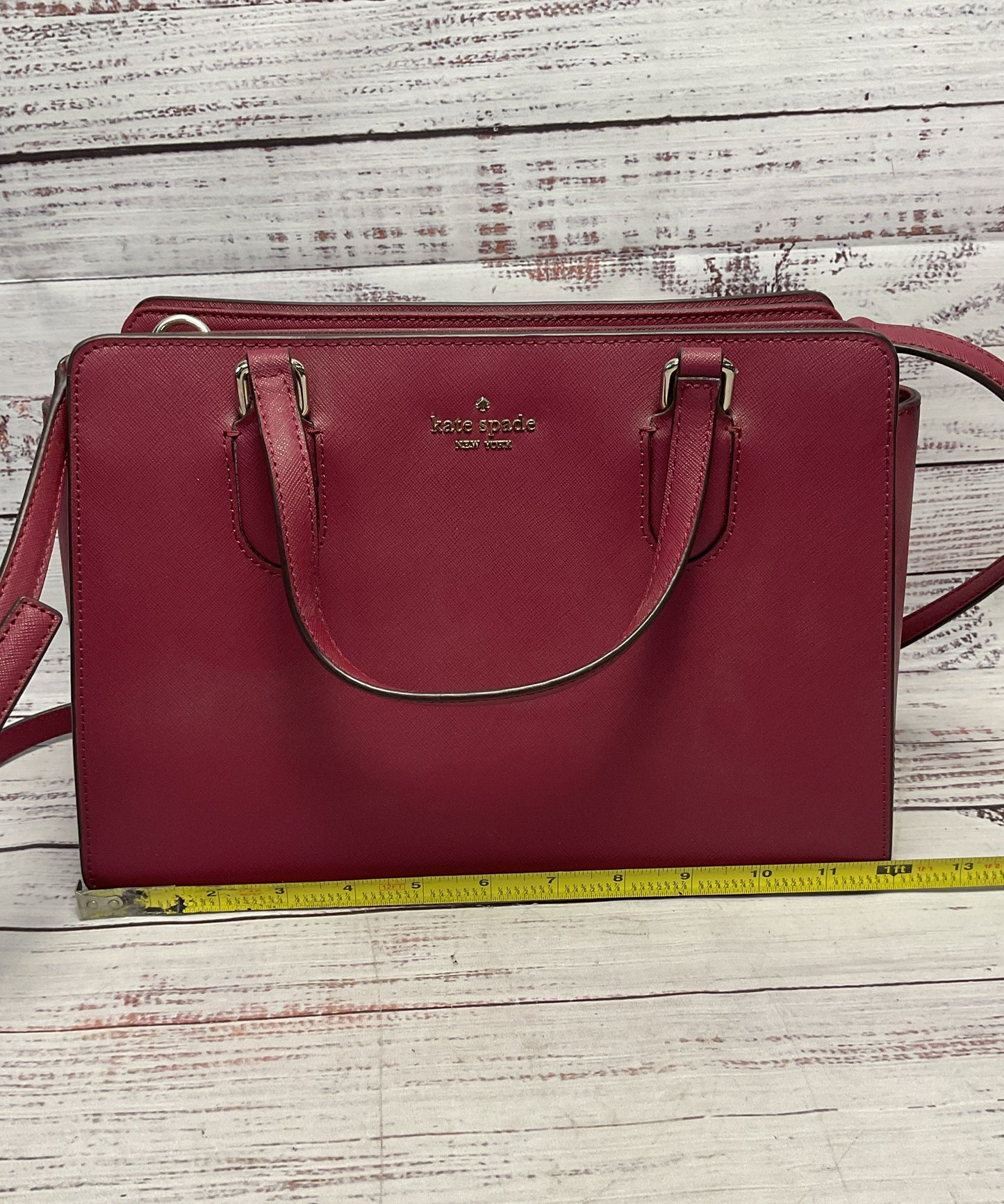 Kate Spade NY Laurel Way Reese Deep Plum Leather Satchel Top Handle Purse Bag