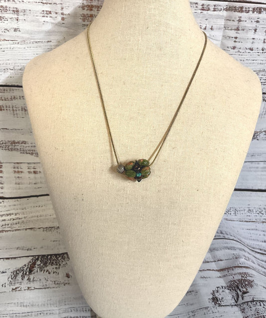 Gold Tone Sterling Silver Chain Necklace Gemstone Pendant