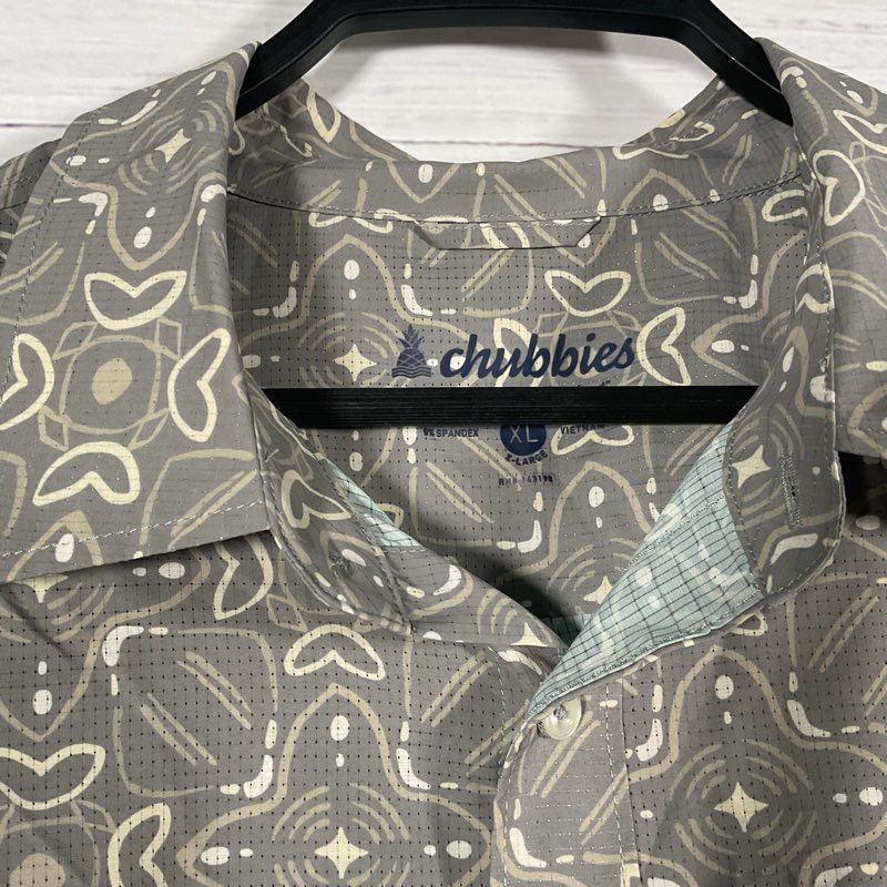 Chubbies Gray Hawaiian Print Short Sleeve Button Up Shirt - Size XL