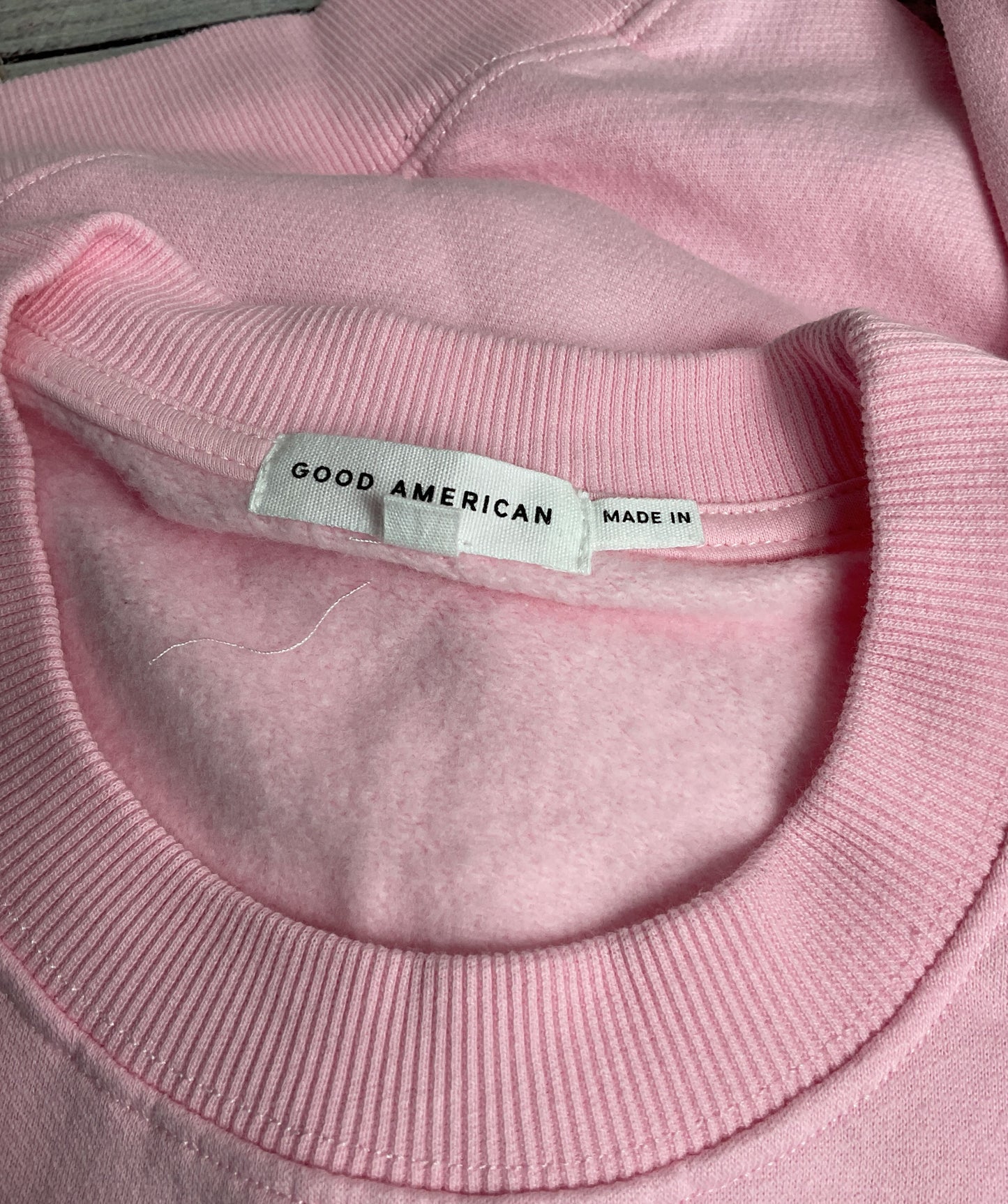 Good American Good Mama Oversized Faux Rhinestone Sweatshirt Pink Quartz 0