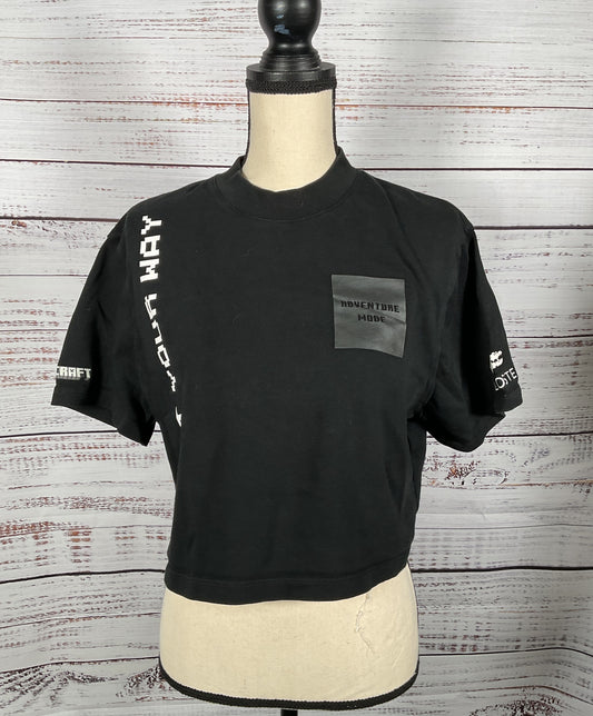 Lacoste Minecraft Oversized Crop Top Black Medium
