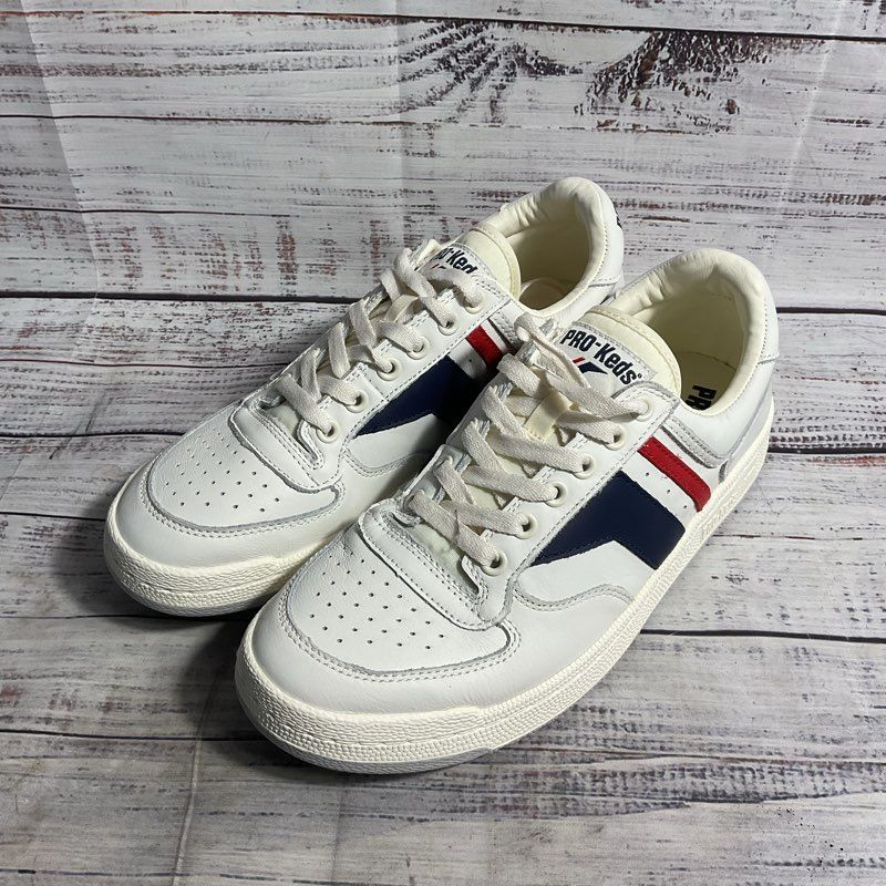 PRO-Keds Skyhawk White/Red/Blue Leather Sneaker Casual Shoe Men's Size 8.5