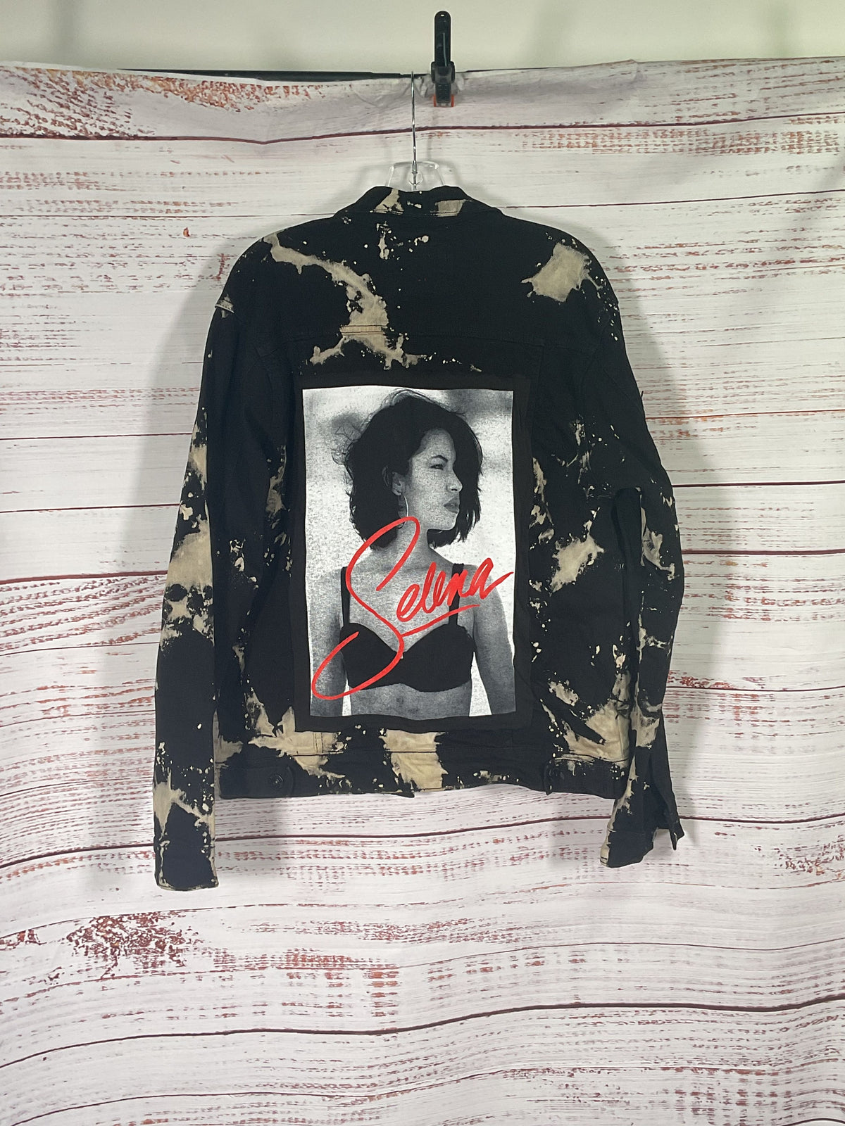 CAYA Black and Beige Denim Jacket with Custom Selena Patch - Size S