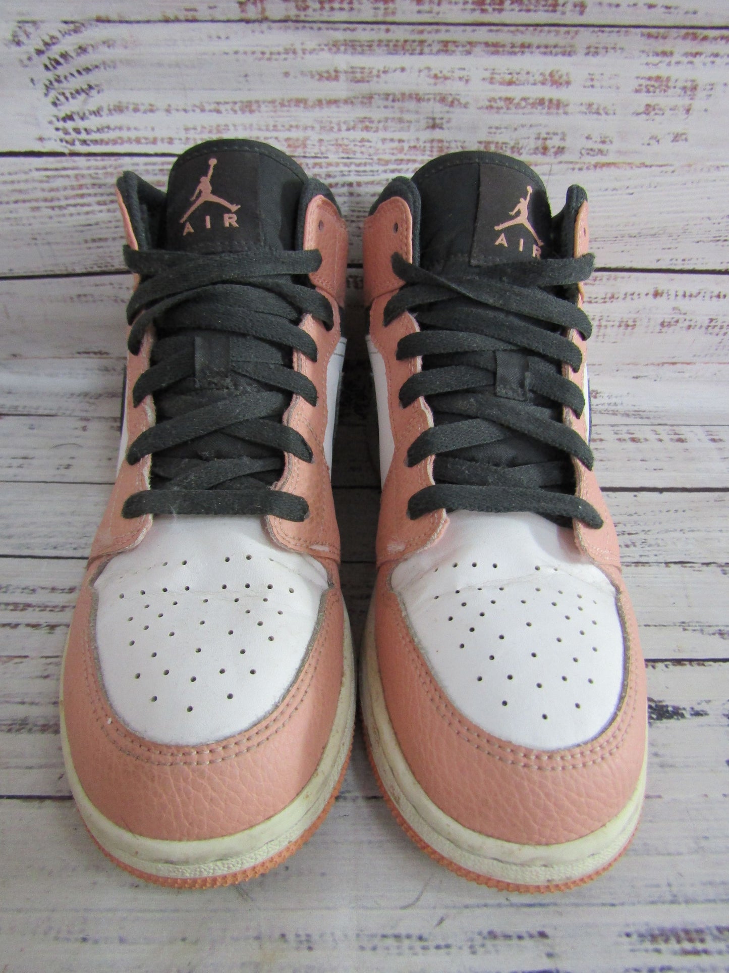 Nike Air Jordan 1 Girl's Pink Quartz Mid-Top Sneakers Size 7 Y 555112-603