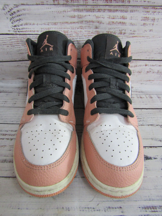 Nike Air Jordan 1 Girl's Pink Quartz Mid-Top Sneakers Size 7 Y 555112-603