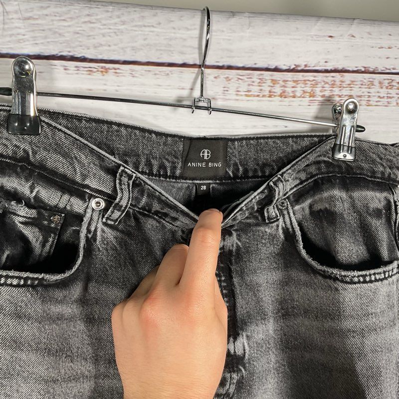 Anine Bing Charcoal Denim Kate Straight Leg Women's Jeans - Size 28