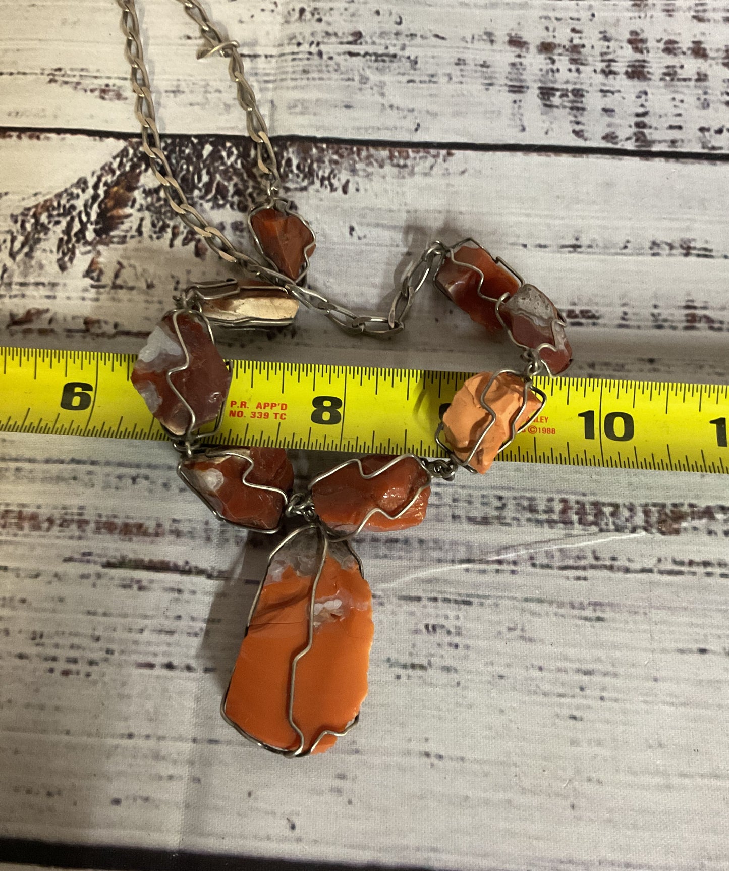 AS IS Mexico Sterling Silver Vintage Necklace with Carnelian Stones