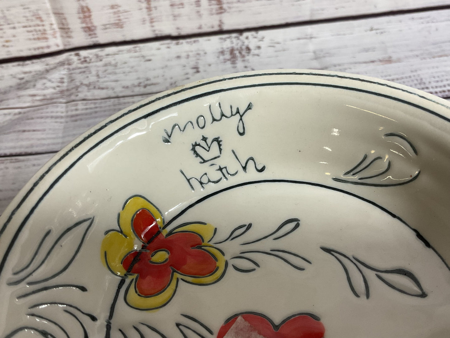 MOLLY HATCH for Anthropologie Peony Stoneware Footed Bowl- 9"w x 6"h