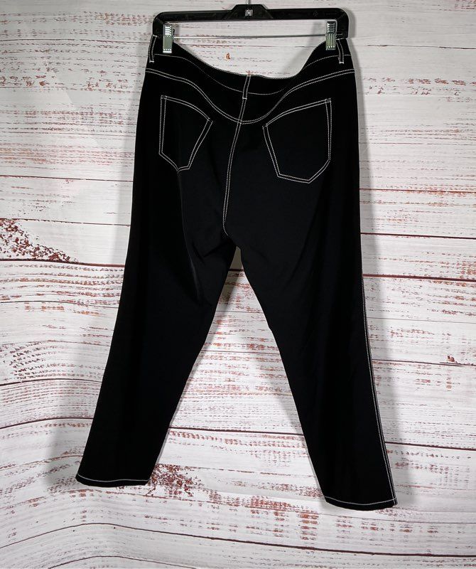 Women's Lafayette 148 York black contrast stitch Pants Size 14/L SOFT MATERIAL!!