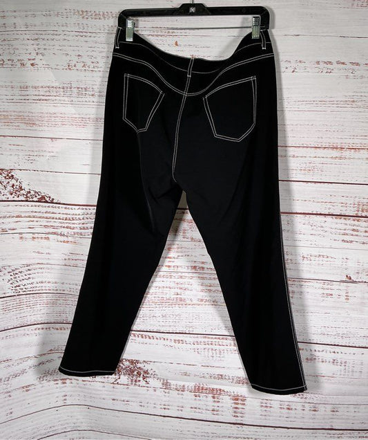 Women's Lafayette 148 York black contrast stitch Pants Size 14/L SOFT MATERIAL!!