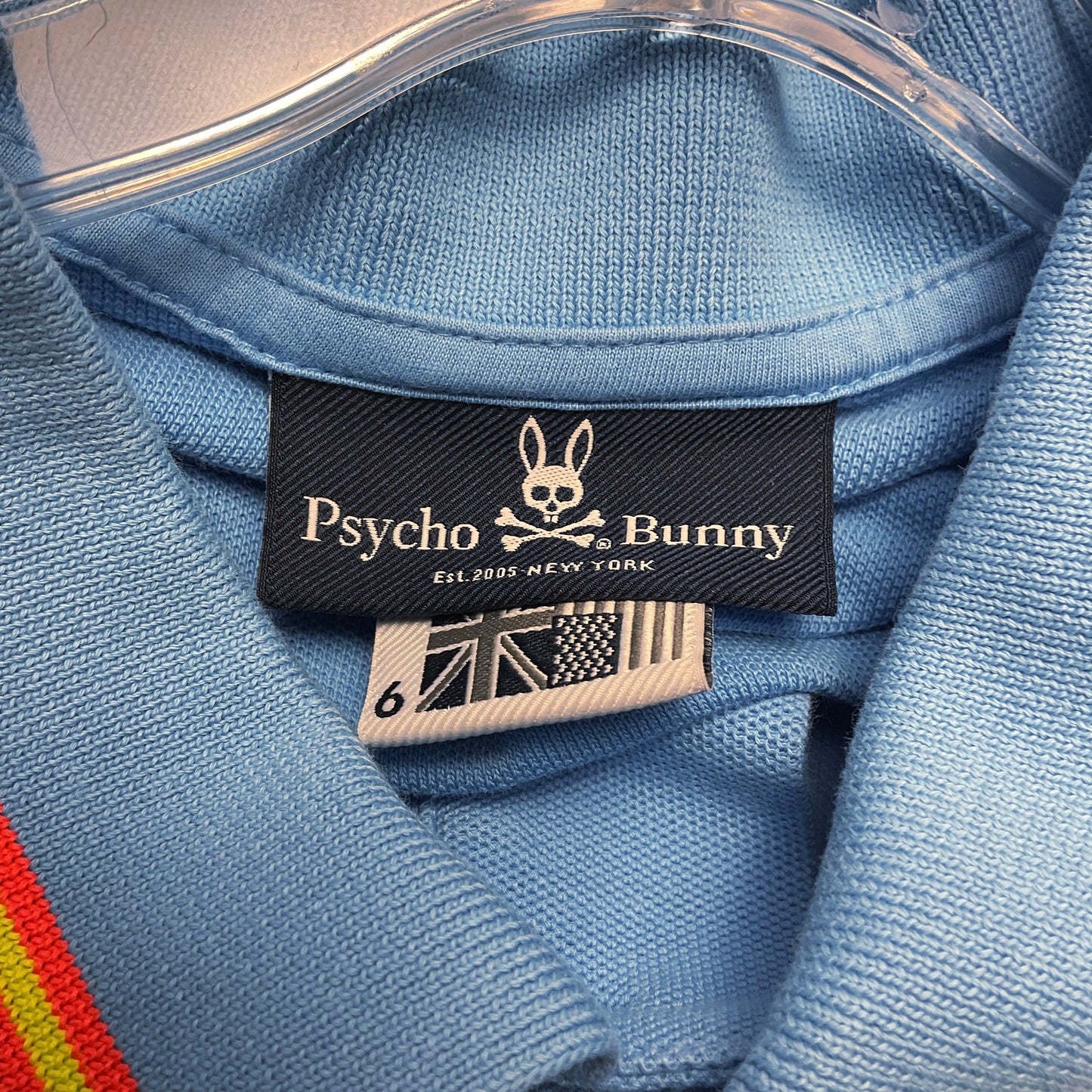 Psycho Bunny Light Blue Pique Polo Shirt - Size 6-L