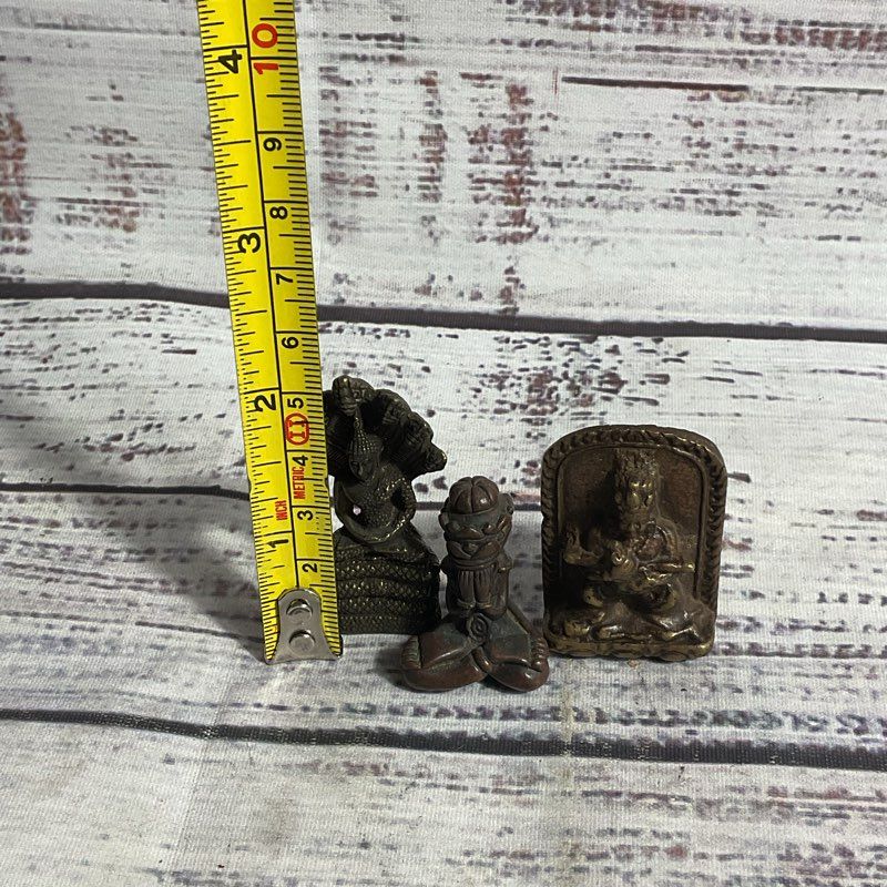 Lot Of 3 Tibetan Buddhist Mini Brass Sitting Meditation 2" Mini Idols