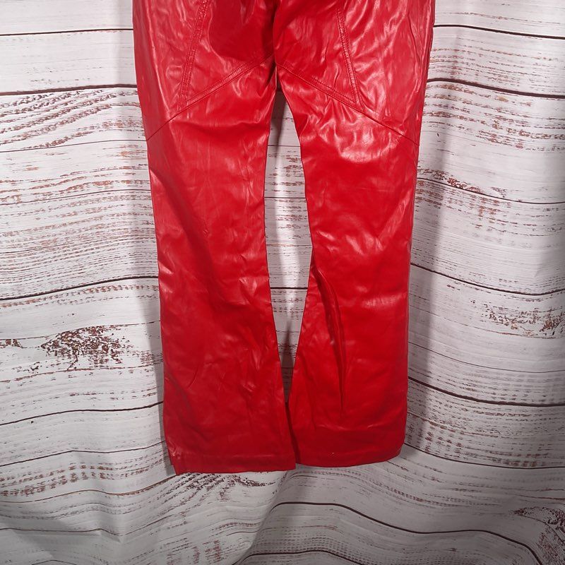 Revice Red Faux Leather Rear Star Panel Flare Leg Pants - Size 29
