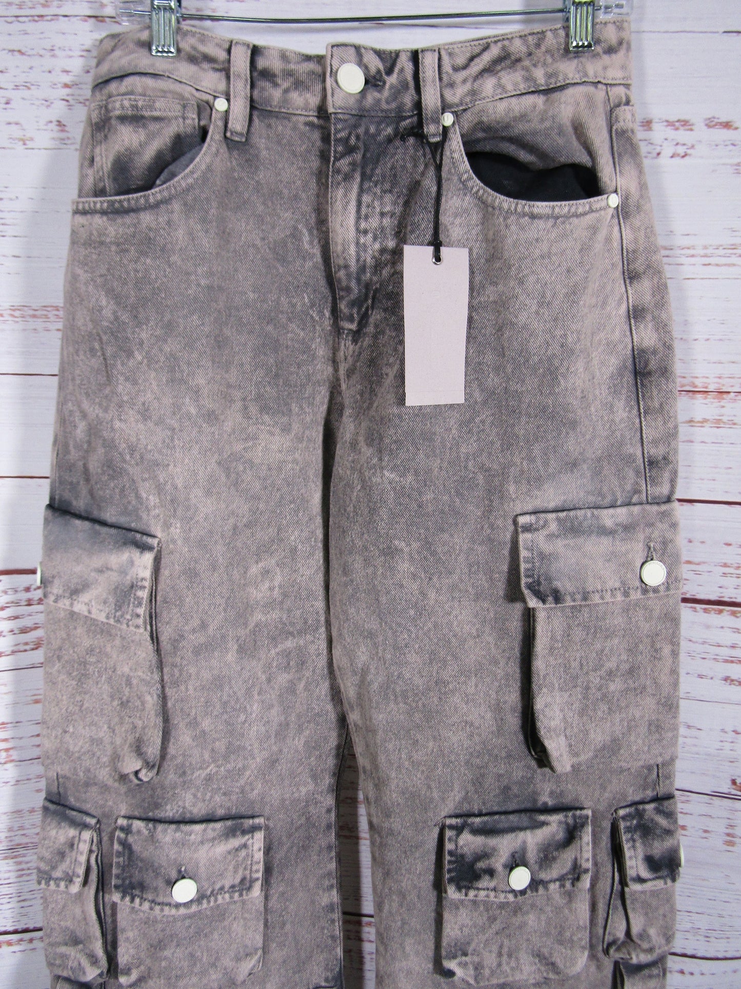 Undergold Women's Washed Brown Multi-Pocket Cargo Jeans Size L