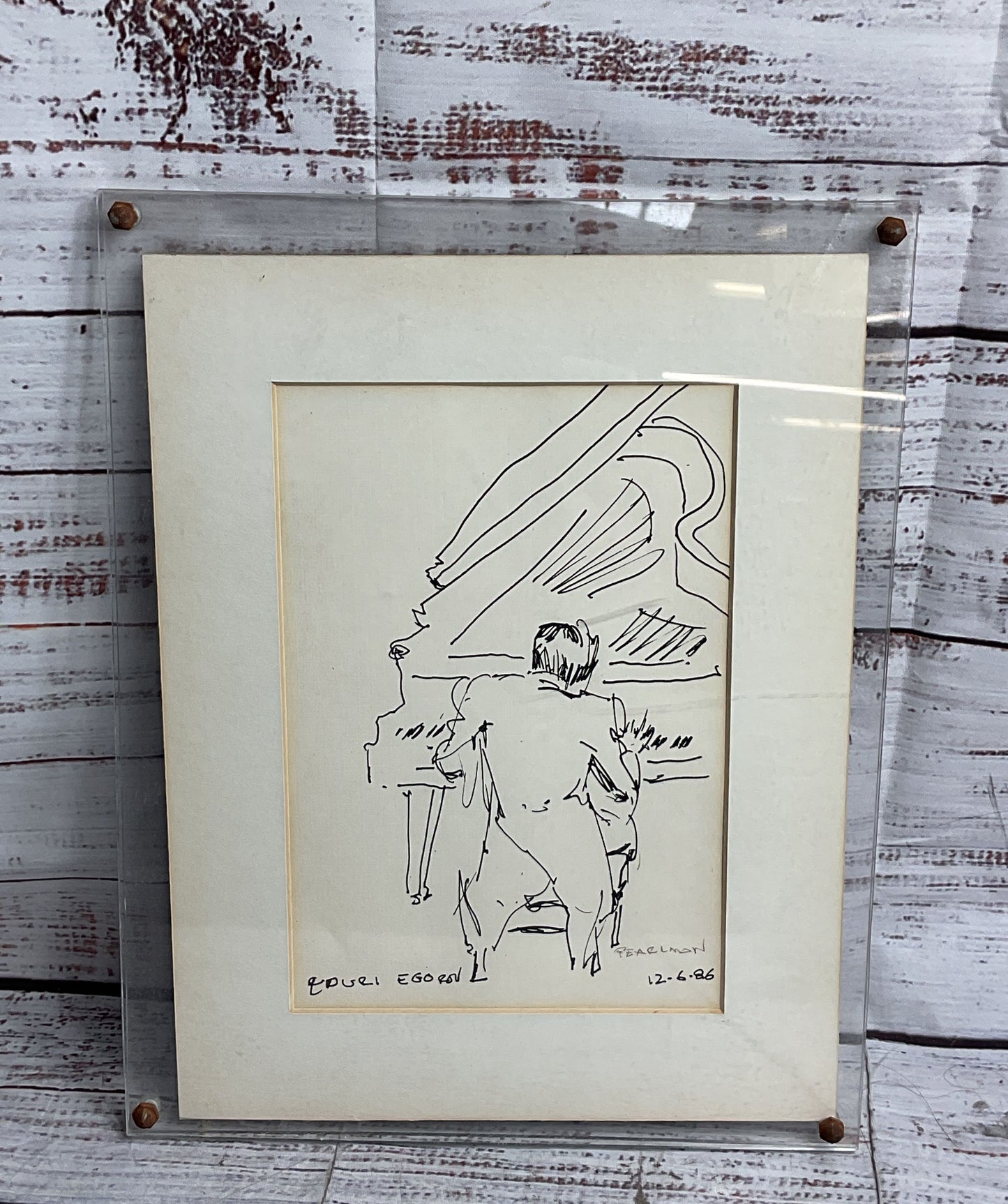 Youri Egorov Signed by Pearlman Framed Drawing