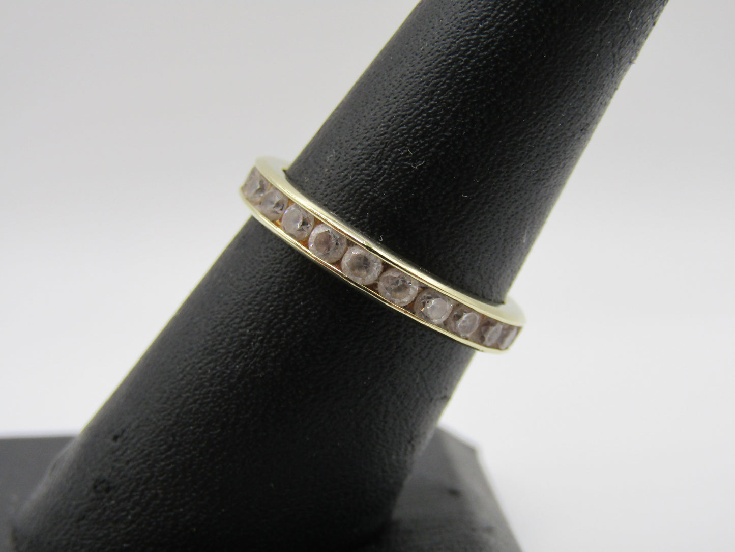 LI 3mm 14k Yellow Gold CZ Eternity Band Ring Size 7.5