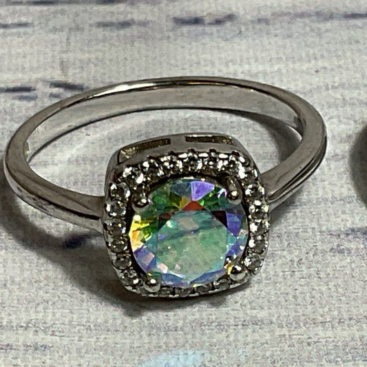 Set of 2 Sterling Silver Rhinestone SZ 7.75 & 10.75 Rings- 5.30g