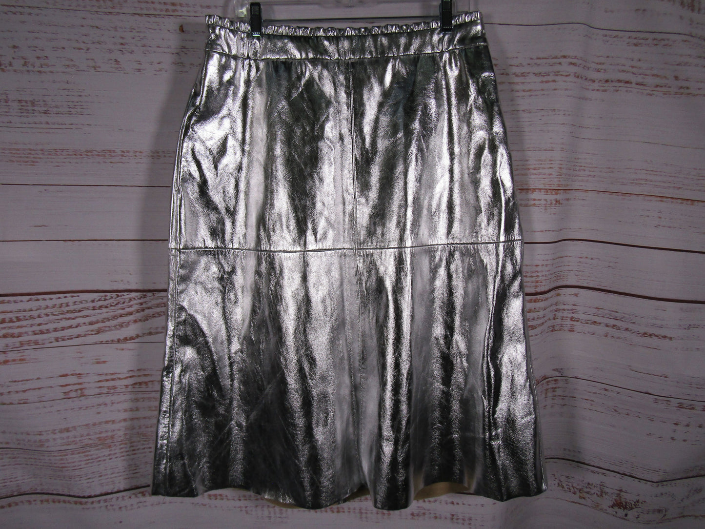 Wyse London Lateisha Women's Silver Faux Leather Skirt Size 5