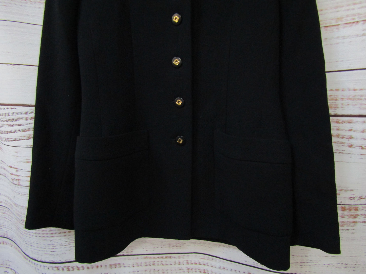 Lisa Frey Women's Navy Blue Button Down Wool Jacket Size 40 Made in France