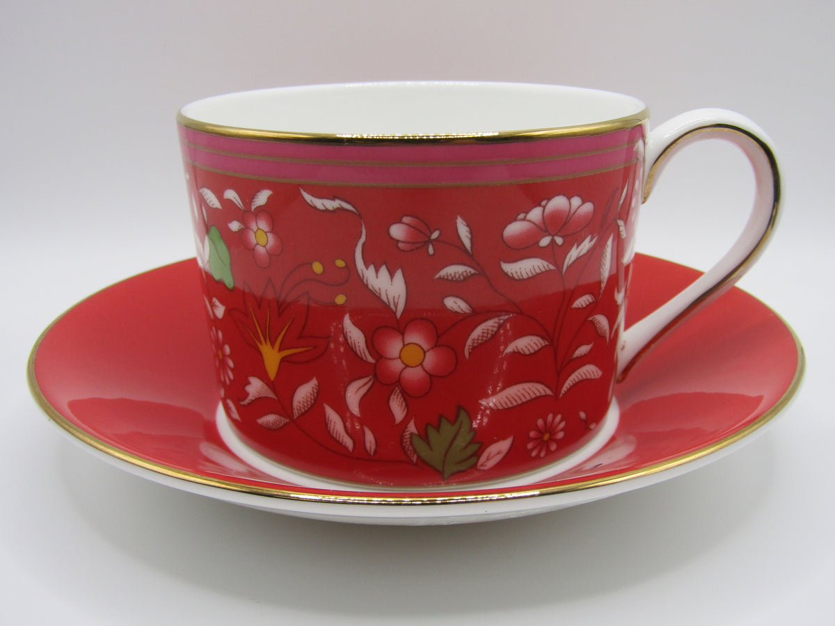 Wedgwood Wonderlust Crimson Jewel Bone China Flat Cup & Saucer Set