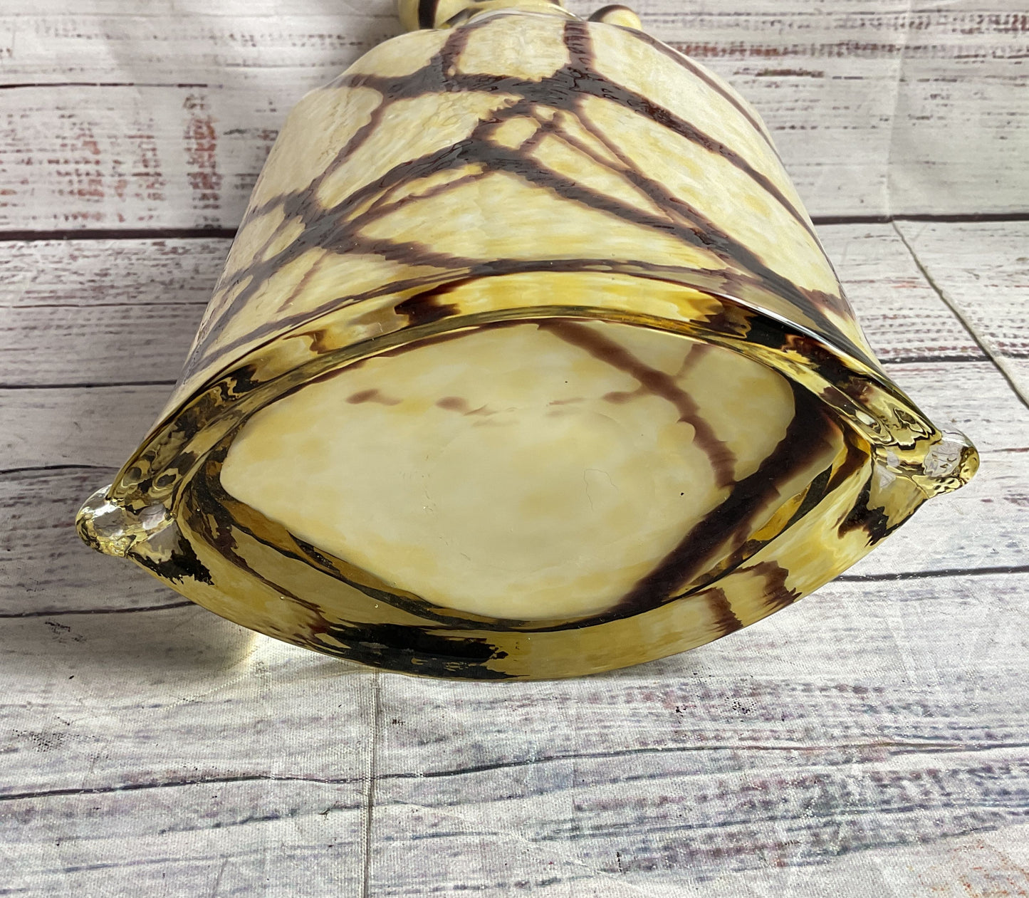 Vintage MCM Bow Tied Murano Glass 10" Vase Cream
