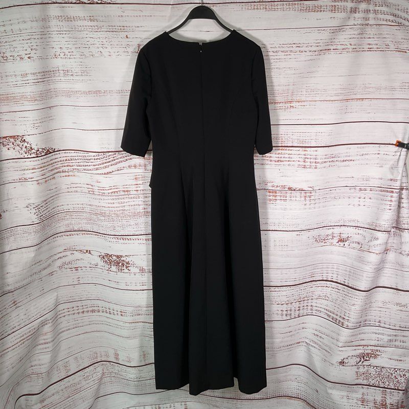 Kay Unger Davina Walk Thru Black Asymmetric Gown Jumpsuit - Size 10
