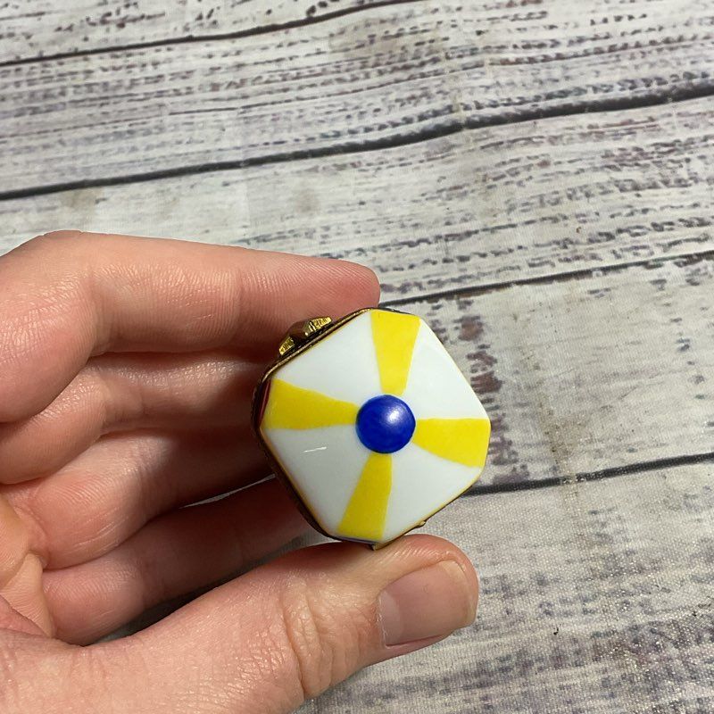 Limoges Peint Main Hand Painted 2" Porcelain Dreidel Trinket Box