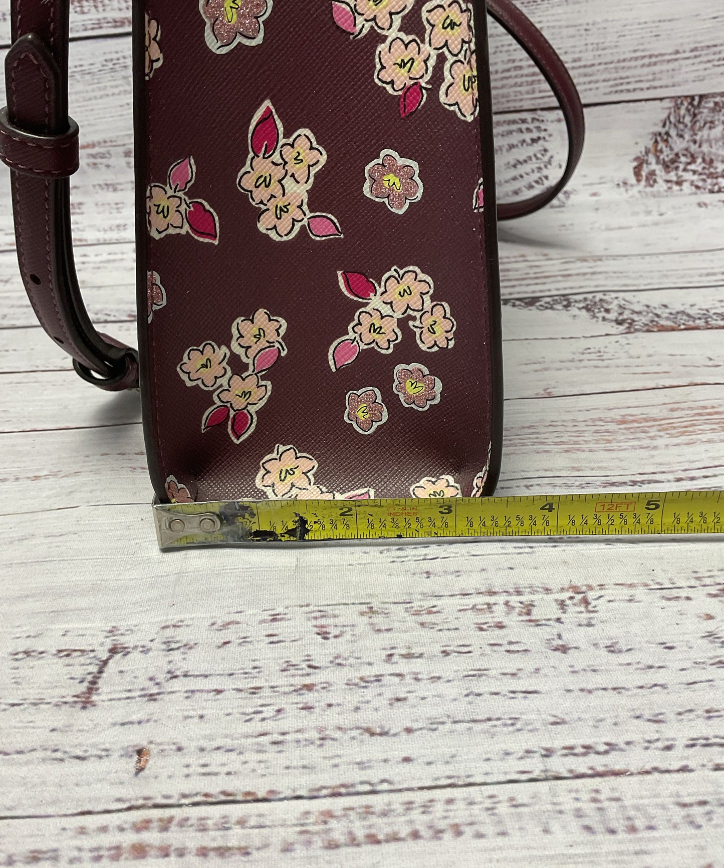 Kate Spade Frosted Floral Tinsel Deep Berry Satchel Top Handle Purse Bag