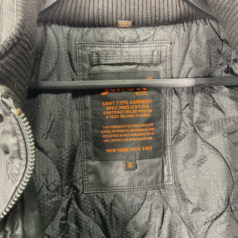 Schott Black MA-7 AER Nylon Bomber Jacket - Size XL