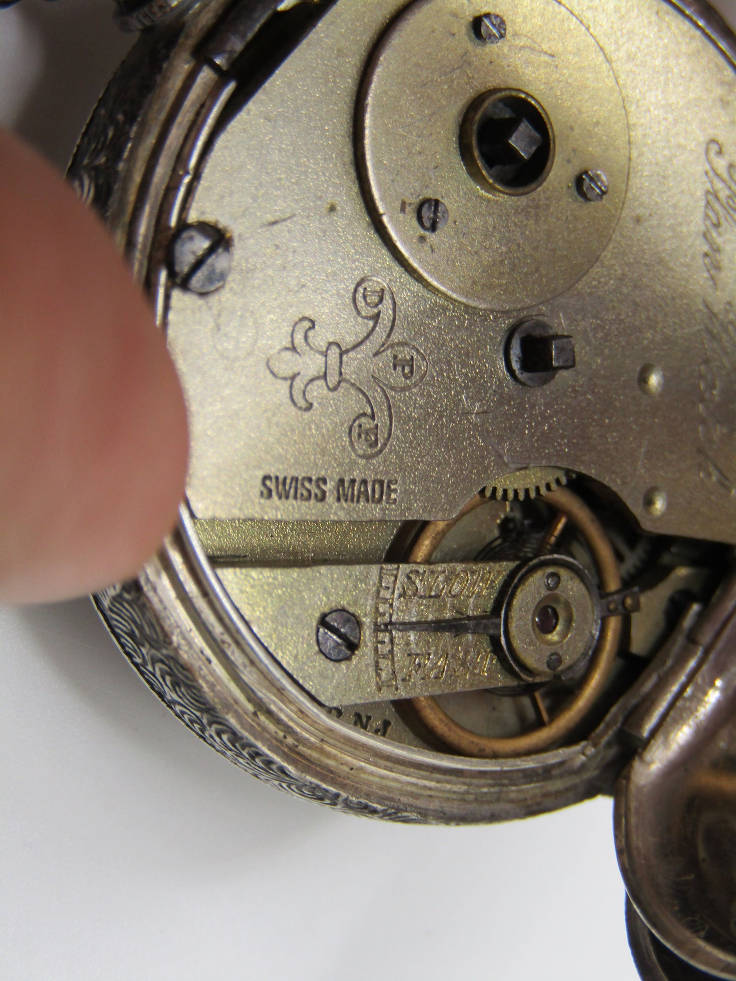 Antique David Perret & Fils The Plan Ornate Sterling Silver Pocket Watch