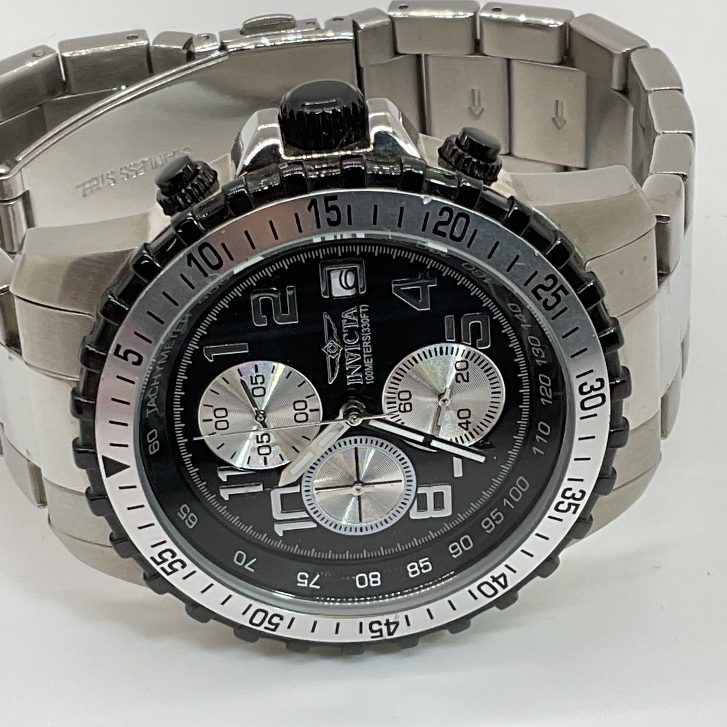 INVICTA Specialty Mod 6000 Men's 45mm Stainless Silver Tone Watch- NEEDS BATTERY