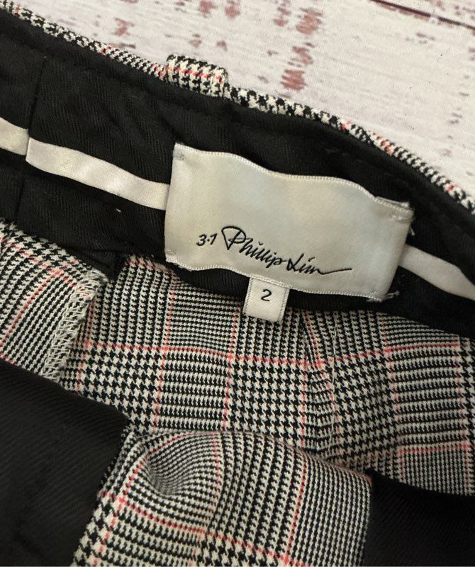 Women's 3.1 Phillip Lim Black/Gray Checked Jogger Pants Retail $400