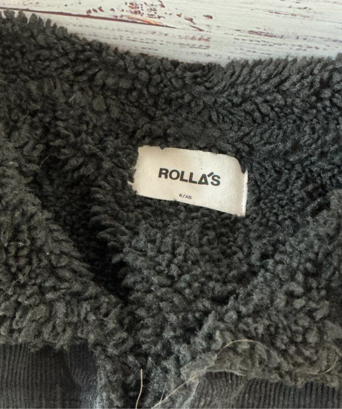 Women's Rolla's Blue Corduroy Jacket with faux fur shearling Size XS
