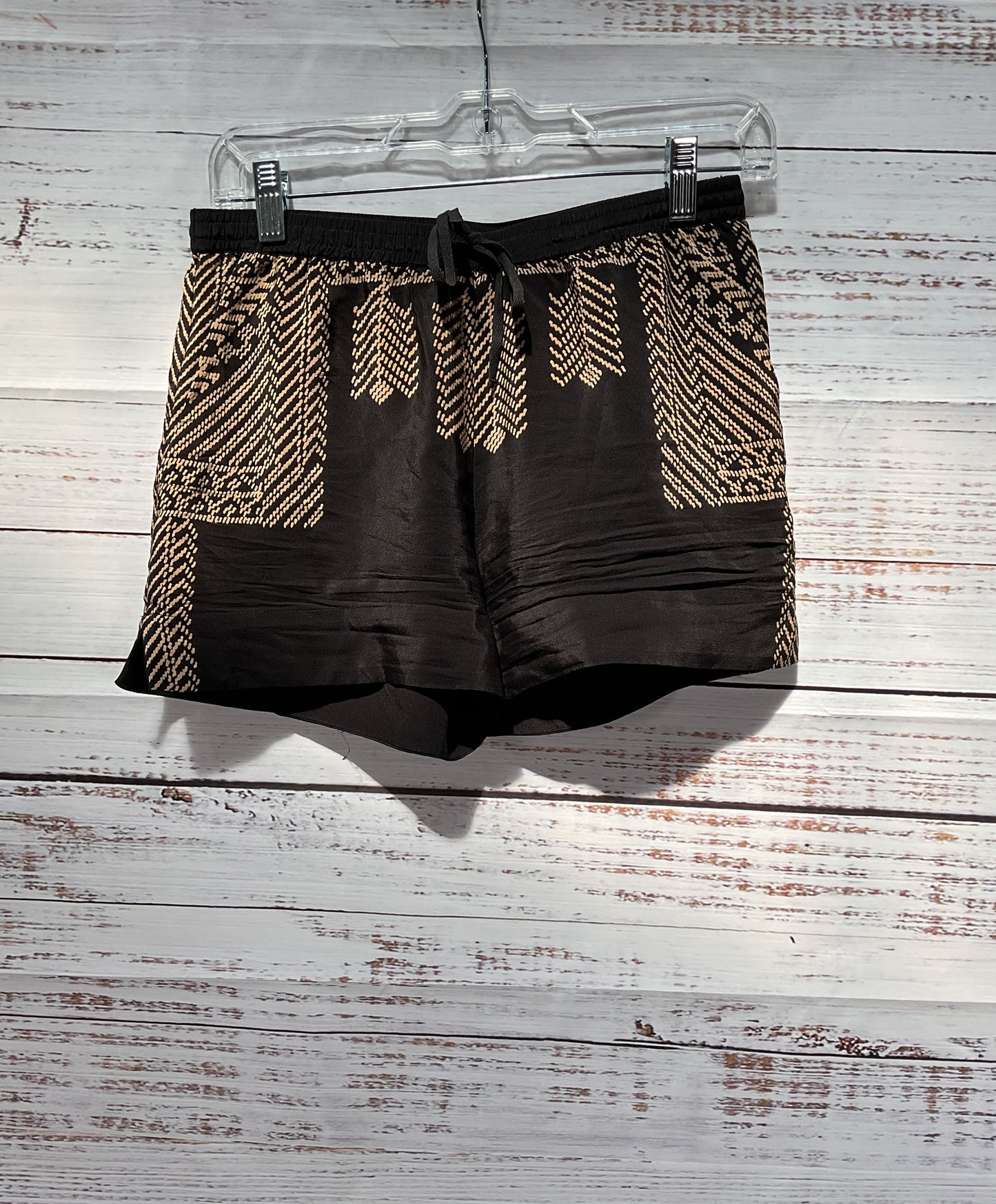 Women's Twelfth Street by Cynthia Vincent Black with Beige Silk Shorts Size S/P