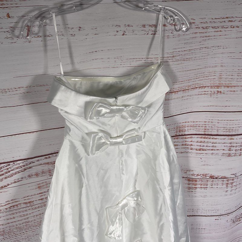 Lulus Your Beloved White Strapless Bow A-Line Gown Formal Dress - Size XS
