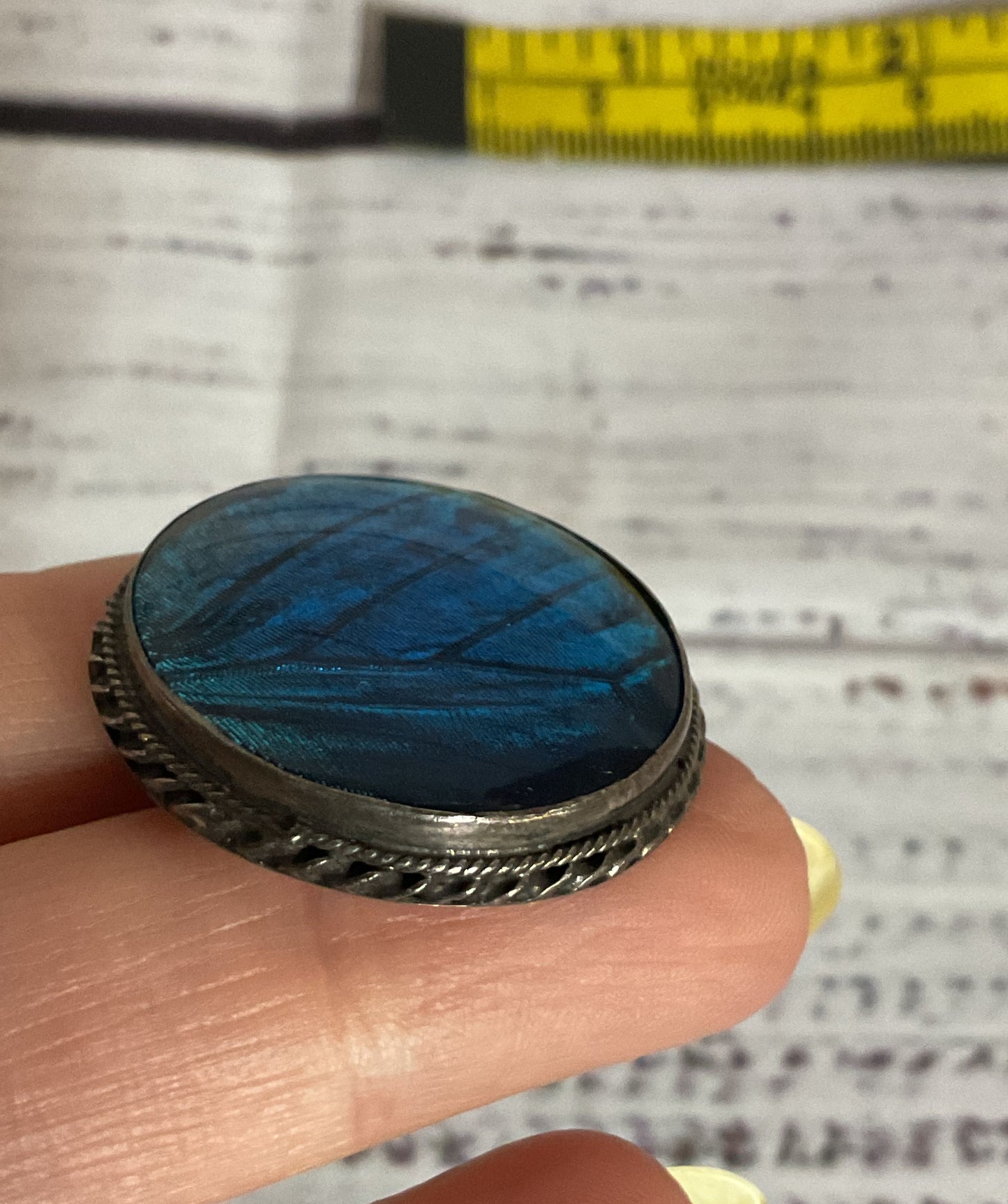 Sterling Silver Vintage Cufflinks with Blue Glass