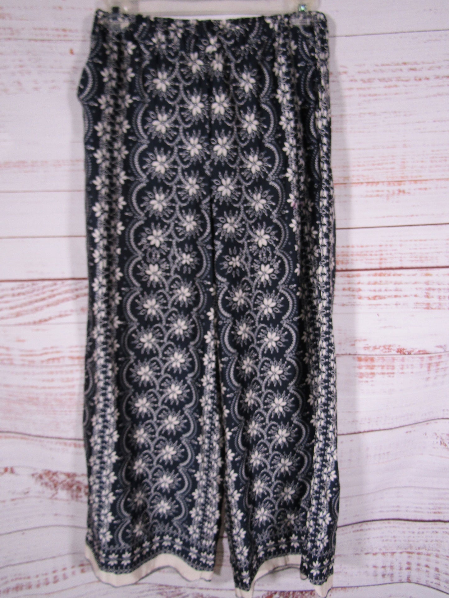 CeCe Women's Blue Floral Paisley Wide Leg Pants Size M