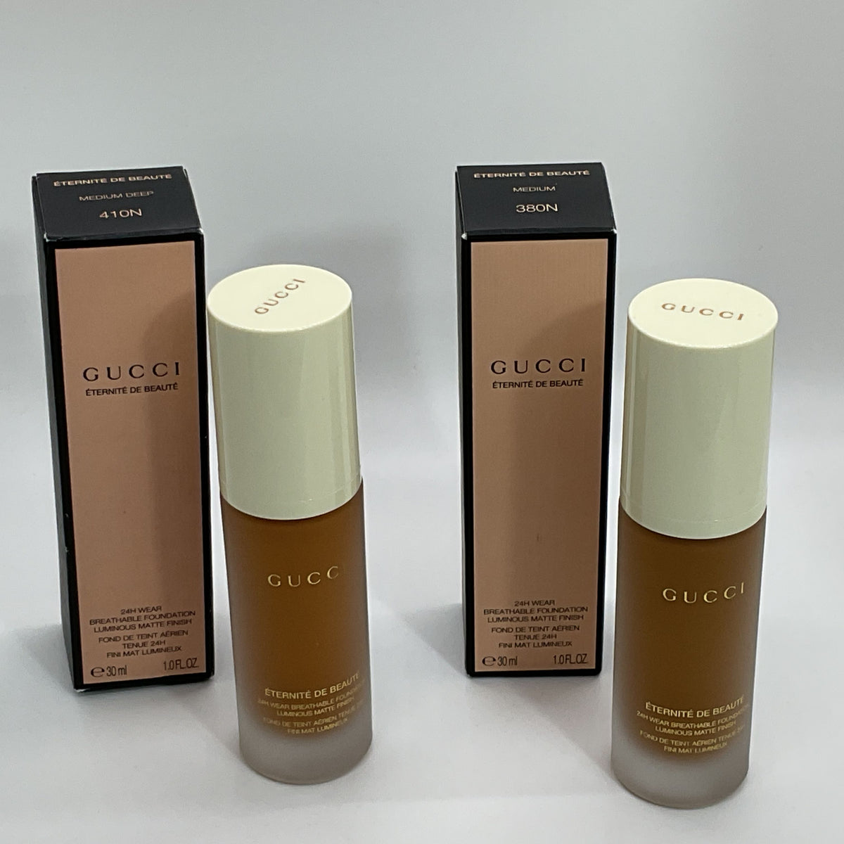 Set of 2 NEW GUCCI Eternite de Beaute 24H Wear Breathable Foundation 380N & 410N